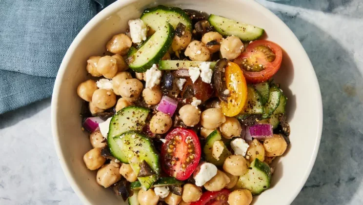 Simple & Affordable Greek Garbanzo Bean Salad Recipe